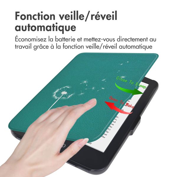 imoshion Design Slim Hard Case Sleepcover Kobo Clara 2E / Tolino Shine 4 - Green Dandelion