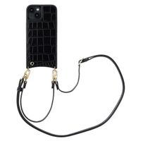 Selencia Coque de télephone Nova Croco avec cordon et porte-cartes Apple iPhone 14 / 13 - Noir