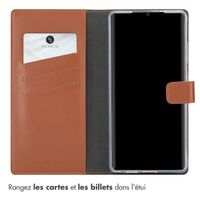 Selencia Étui portefeuille en cuir véritable Samsung Galaxy S25 Ultra - Marron clair