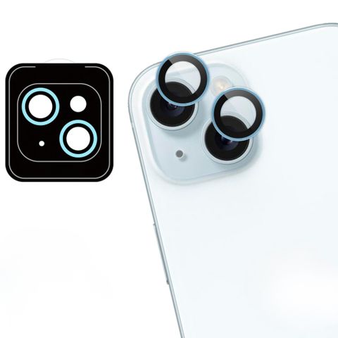imoshion Lot de 2 protections d'objectif de caméra Apple iPhone 15 / 15 Plus - Blue