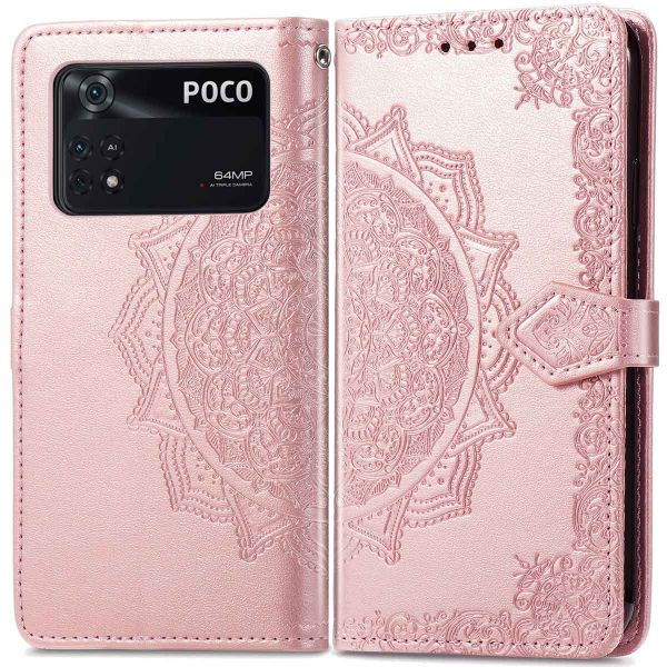 imoshion Etui de téléphone portefeuille Mandala Xiaomi Poco M4 Pro 5G - Rose Dorée