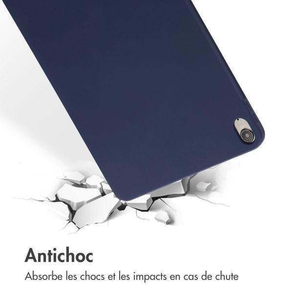 Accezz Coque Liquid Silicone avec porte-stylet iPad Air 11 pouces (2025) M3 / (2024) M2 / Air 5 (2022) / Air 4 (2020) - Bleu foncé