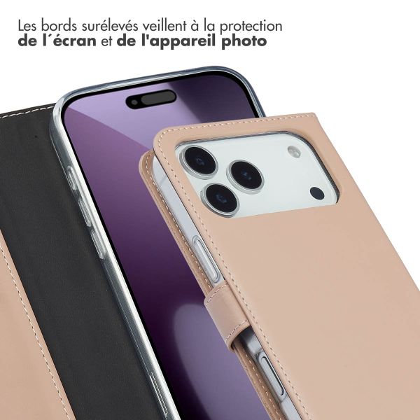 Selencia Étui portefeuille en cuir véritable Apple iPhone 17 Pro Max - Dusty Pink