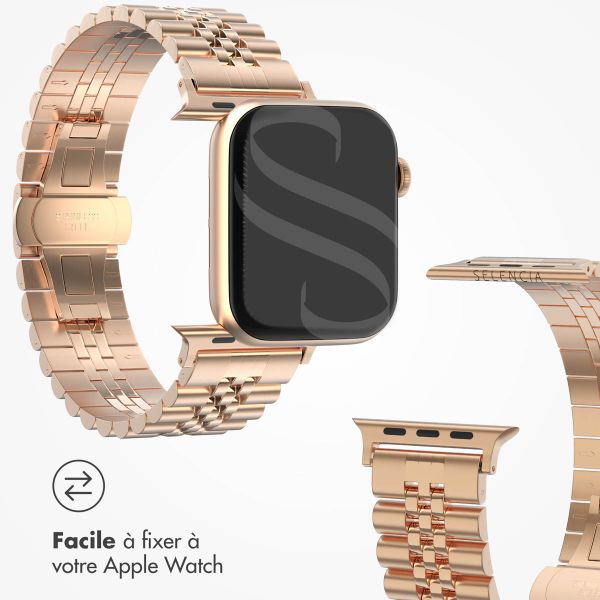 Selencia Bracelet Metallique Jubilee Apple Watch Series 1 t/m 9 / SE (38/40/41 mm) | Series 10 / 11 (42 mm) - Rose Doré