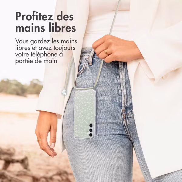 imoshion Coque Design avec cordon Samsung Galaxy A15 (5G) - Smoke Green Flowers
