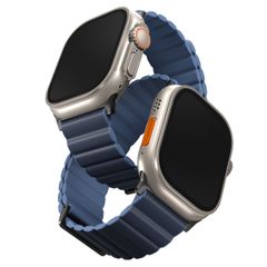 Uniq Bracelet double face Revix Premium Edition Apple Watch Series 1 á 10 / SE / Ultra (2) (44/45/46/49 mm) - Bleu de Prusse/Brume