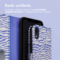 imoshion Étui de télephone portefeuille Design Apple iPhone Xr - White Blue Stripes