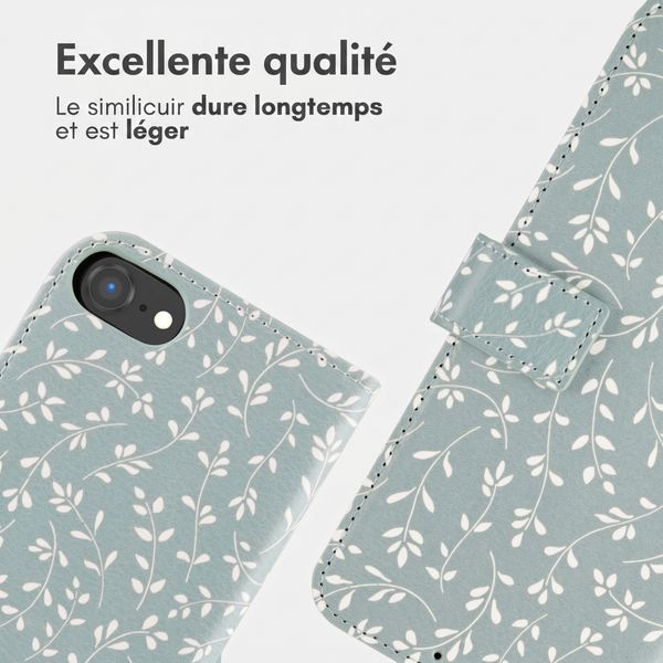 imoshion Étui de télephone portefeuille Design Apple iPhone 17e / 16e - Smoke Green Flowers
