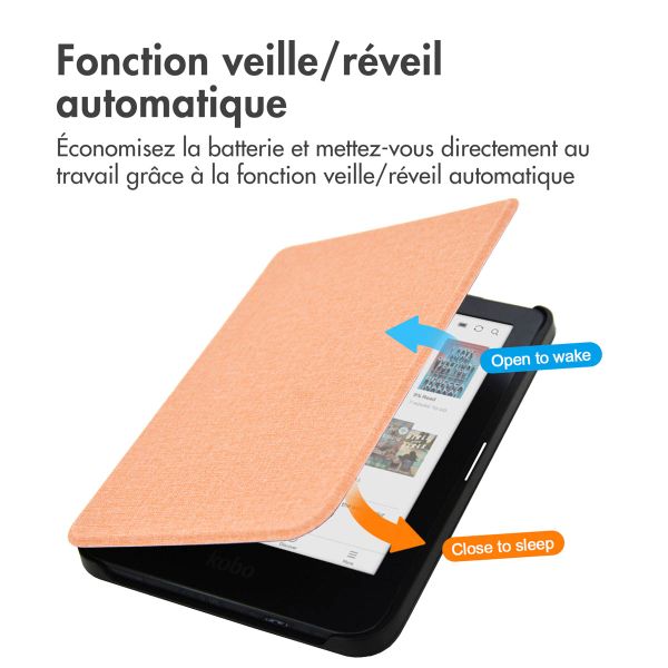 imoshion Étui de liseuse portefeuille Canvas Kobo Clara Colour / BW - Peach