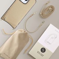 Selencia Coque arrière avec cordon et porte-cartes Nova iPhone 16 Pro - Beige