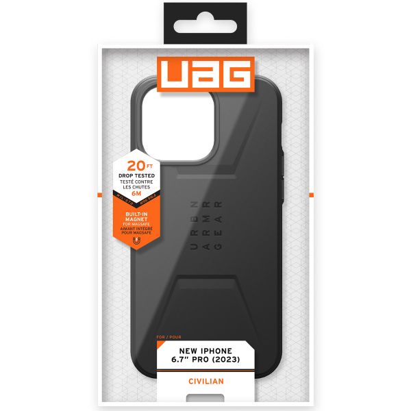 UAG Coque Civilian MagSafe iPhone 15 Pro Max - Noir