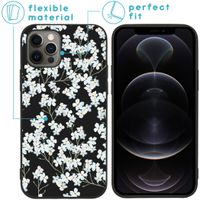 imoshion Coque Design iPhone 12 (Pro) - Fleur - Blanc / Noir