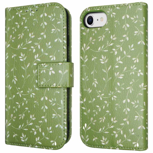imoshion Étui de télephone portefeuille Design Apple iPhone SE (2022 / 2020) / 8 / 7 / 6(s) - Green Flowers