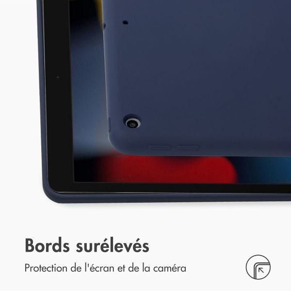 Accezz Coque Liquid Silicone Apple iPad 9 (2021) 10.2 pouces / iPad 8 (2020) 10.2 pouces / iPad 7 (2019) 10.2 pouces - Bleu foncé