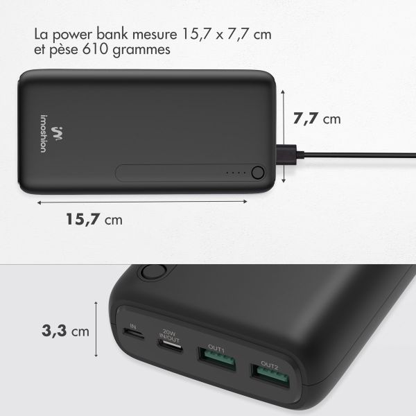 imoshion Batterie externe - 27.000 mAh - Quick Charge et Power Delivery - Noir