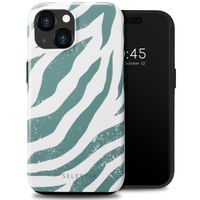 Selencia Coque arrière Vivid Tough iPhone 15  - Colorful Zebra Pine Blue