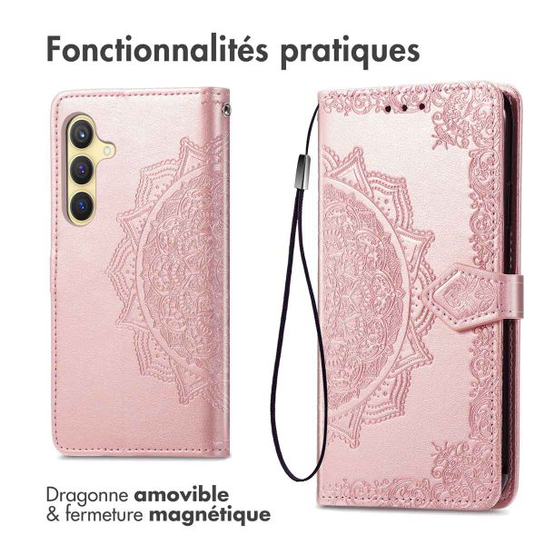 imoshion Etui de téléphone portefeuille Mandala Samsung Galaxy S24 Plus - Rose Dorée