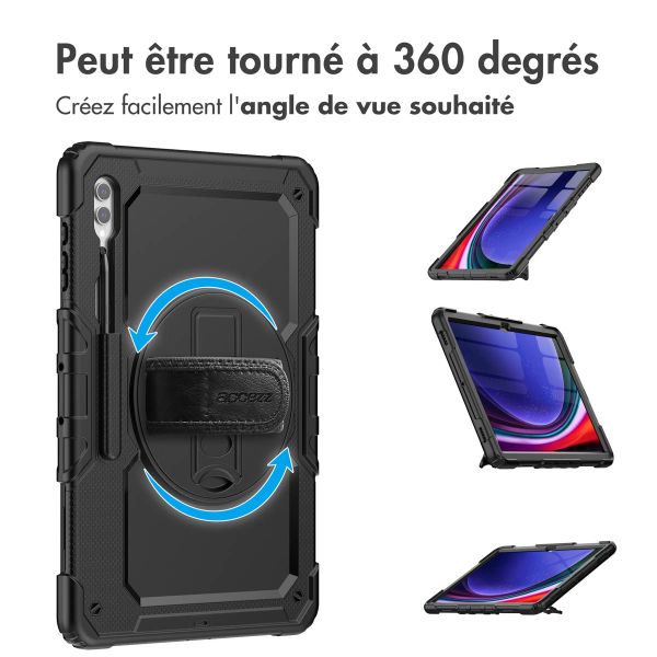 Accezz Coque arrière robuste avec bandoulière Samsung Galaxy Tab S10 Ultra / Tab S9 Ultra 14.6 pouces - Noir