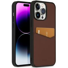 Accezz Coque en cuir de qualité supérieure avec fentes pour cartes Apple iPhone 14 Pro Max - Marron