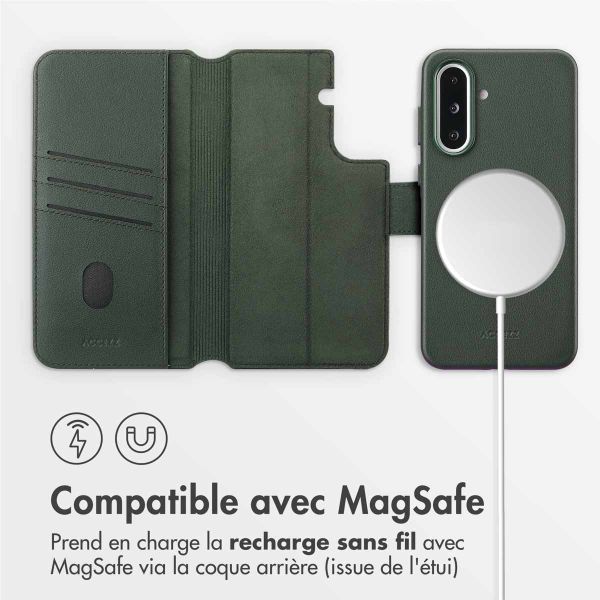 Accezz Étui de télephone portefeuille en cuir 2-en-1 avec MagSafe Samsung Galaxy A36 / A56 - Cedar Green