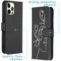 imoshion Coque silicone design iPhone 12 (Pro) - Woman Flower Black