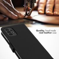 Selencia Étui portefeuille en cuir véritable Samsung Galaxy A13 (4G) - Noir