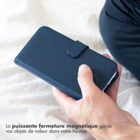 Selencia Étui de téléphone en cuir véritable iPhone 13 Pro Max - Bleu