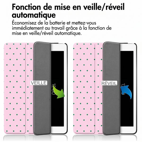 imoshion Coque tablette Design Trifold Apple iPad 9 (2021) 10.2 pouces / iPad 8 (2020) 10.2 pouces / iPad 7 (2019) 10.2 pouces - Happy Dots