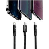 Baseus Rapid Series câble de charge rapide 3-en-1 - USB-C vers USB-C / Lightning / Micro-USB - 20 Watt - 1,5 mètres - Noir