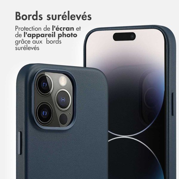 Accezz Coque arrière en cuir avec MagSafe Apple iPhone 14 Pro Max - Nightfall Blue