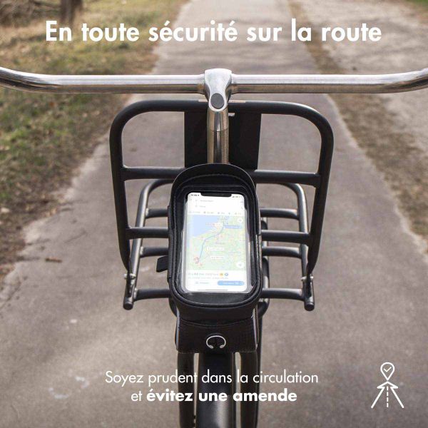 imoshion Support de téléphone pour vélo - Avec pochette - Universel - Cadre de vélo - Noir