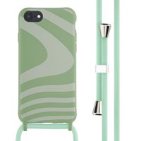 imoshion Coque design en silicone avec cordon iPhone SE (2022 / 2020) / 8 / 7 - Retro Green