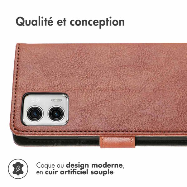 imoshion Étui de téléphone portefeuille Luxe Motorola Moto G73 - Brun