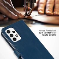 Selencia Étui portefeuille en cuir véritable Samsung Galaxy A53 - Bleu