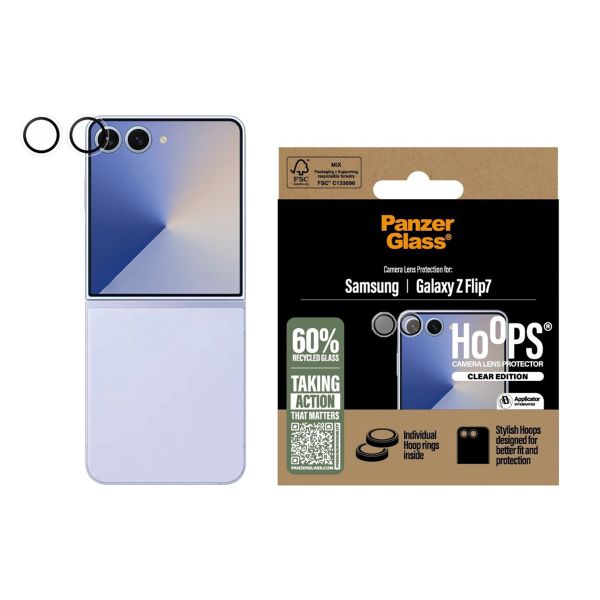 PanzerGlass Protection Caméra Hoops Optic Rings Samsung Galaxy Z Flip 7 - Transparent