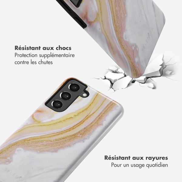 Selencia Coque arrière Vivid Tough Samsung Galaxy S21 FE - Chic Marble Gold