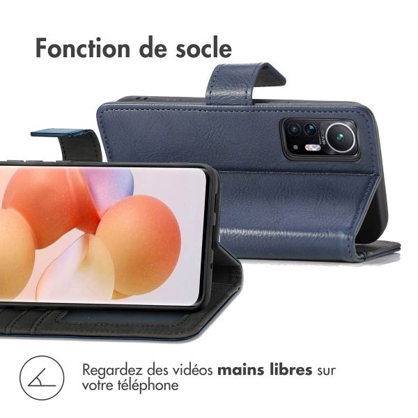 imoshion Étui de téléphone portefeuille Luxe Xiaomi 12 / 12X - Bleu foncé