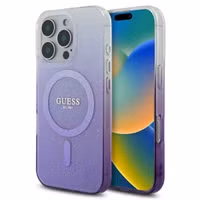 Guess Coque MagSafe IML Glitter Gradient Apple iPhone 16 Pro - Purple