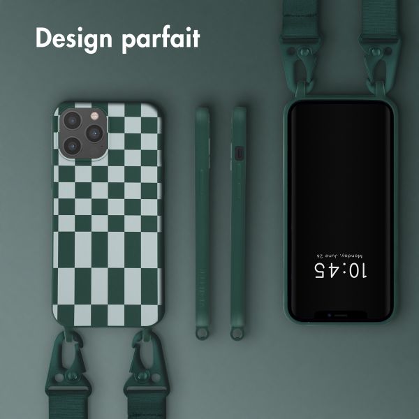 Selencia Coque design en silicone avec cordon amovible Apple iPhone 12 Pro Max - Irregular Check Green