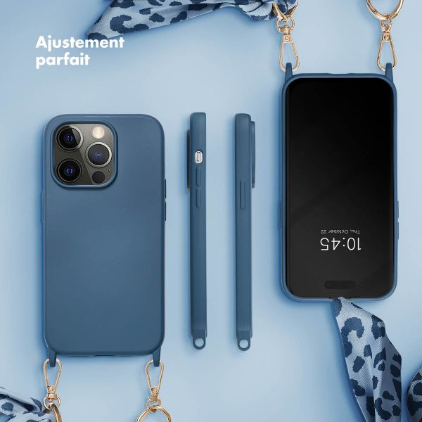 Selencia Coque avec dragonne de luxe iPhone 14 Pro - Bleu