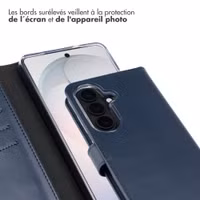 Selencia Étui portefeuille en cuir véritable Samsung Galaxy S26 - Bleu foncé