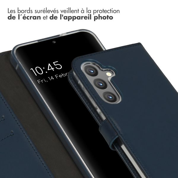 Selencia Étui portefeuille en cuir véritable Samsung Galaxy S24 Plus - Bleu foncé