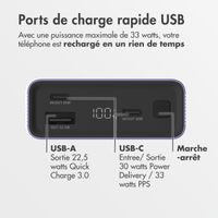 imoshion Ultra Series Aluminium | Batterie externe 20.000 mAh - Charge rapide jusqu'à 33 watts - Tropical Violet