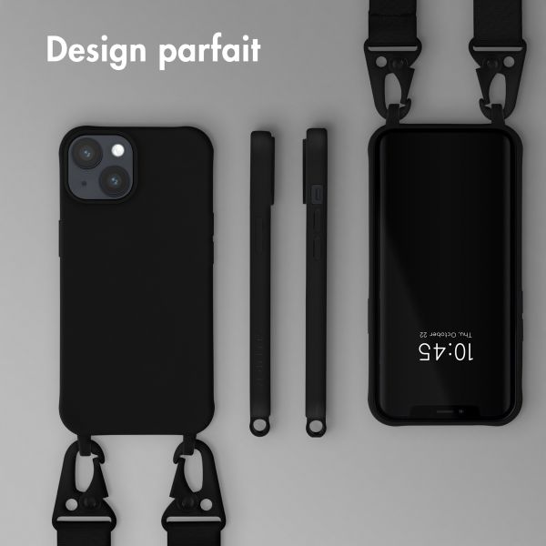Selencia Coque silicone avec cordon amovible Apple iPhone 14 - Noir