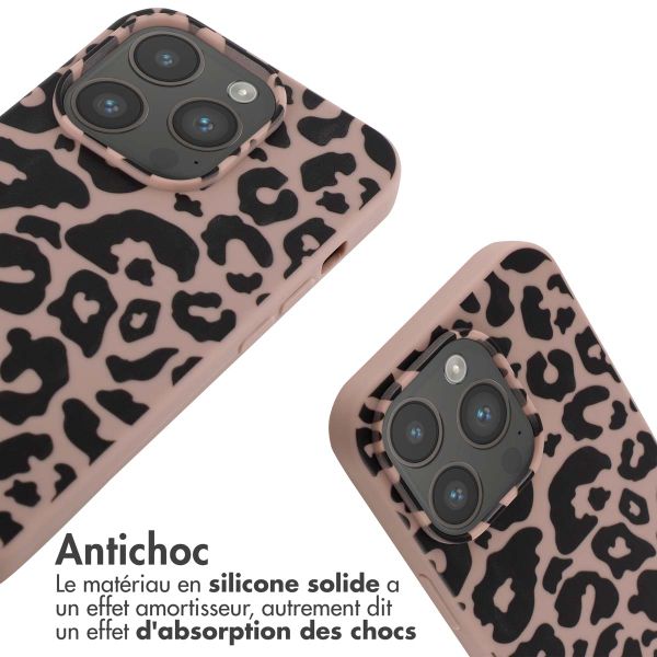 imoshion Coque design en silicone avec cordon iPhone 14 Pro - Animal Pink