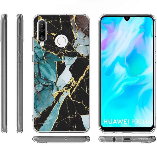 imoshion Coque Design Huawei P30 Lite - Marbre - Bleu