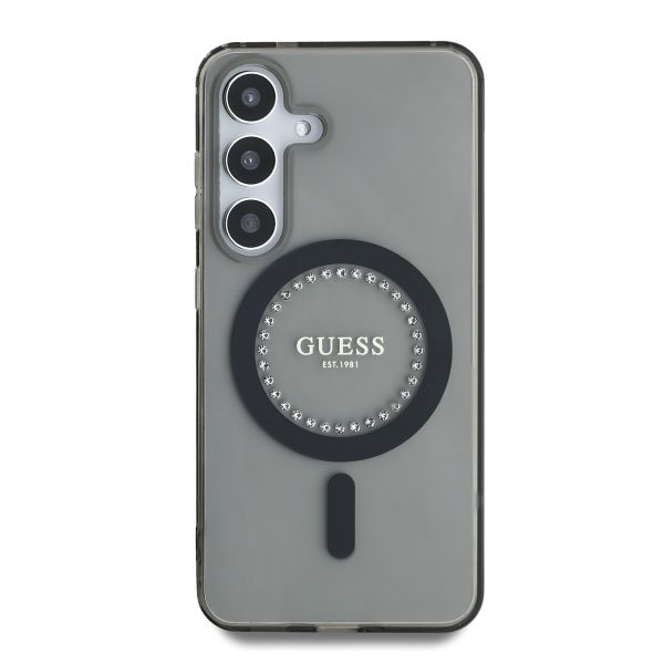 Guess Coque MagSafe IML avec strass Samsung Galaxy S25 - Noir