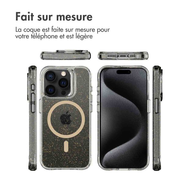 imoshion Coque arrière transparente Pailletée avec MagSafe Apple iPhone 15 Pro - Doré