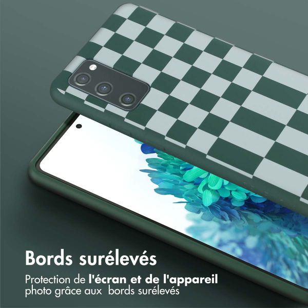 Selencia ﻿Coque design en silicone avec cordon amovible Samsung Galaxy S20 FE - Irregular Check Green