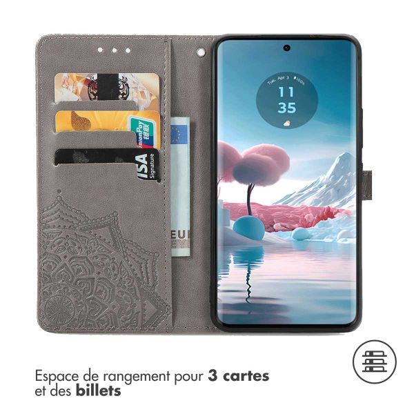 imoshion Etui de téléphone portefeuille Mandala Motorola Edge 40 Neo - Gris